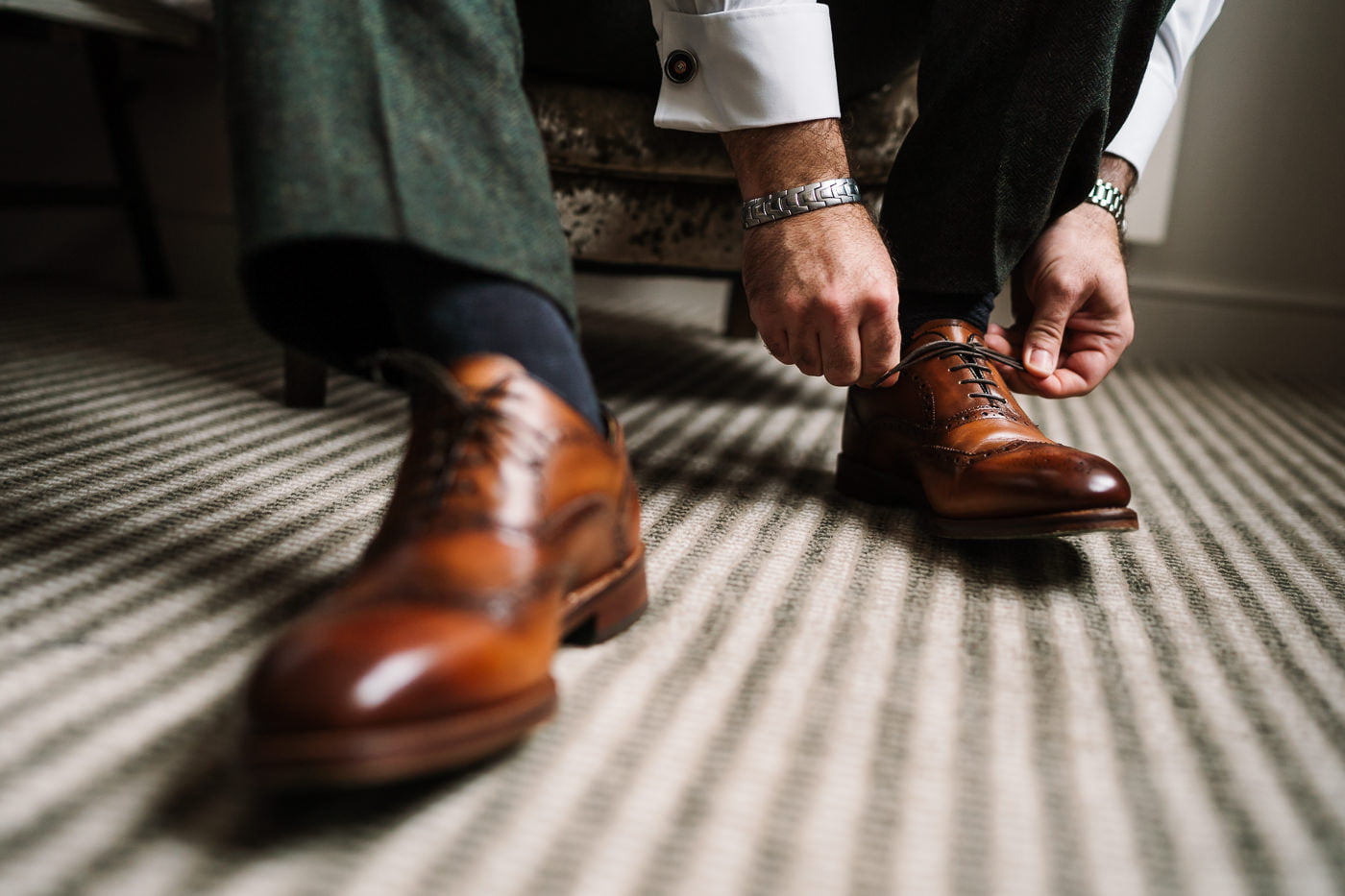Groom prep at Kings Arms Wedding Dorset